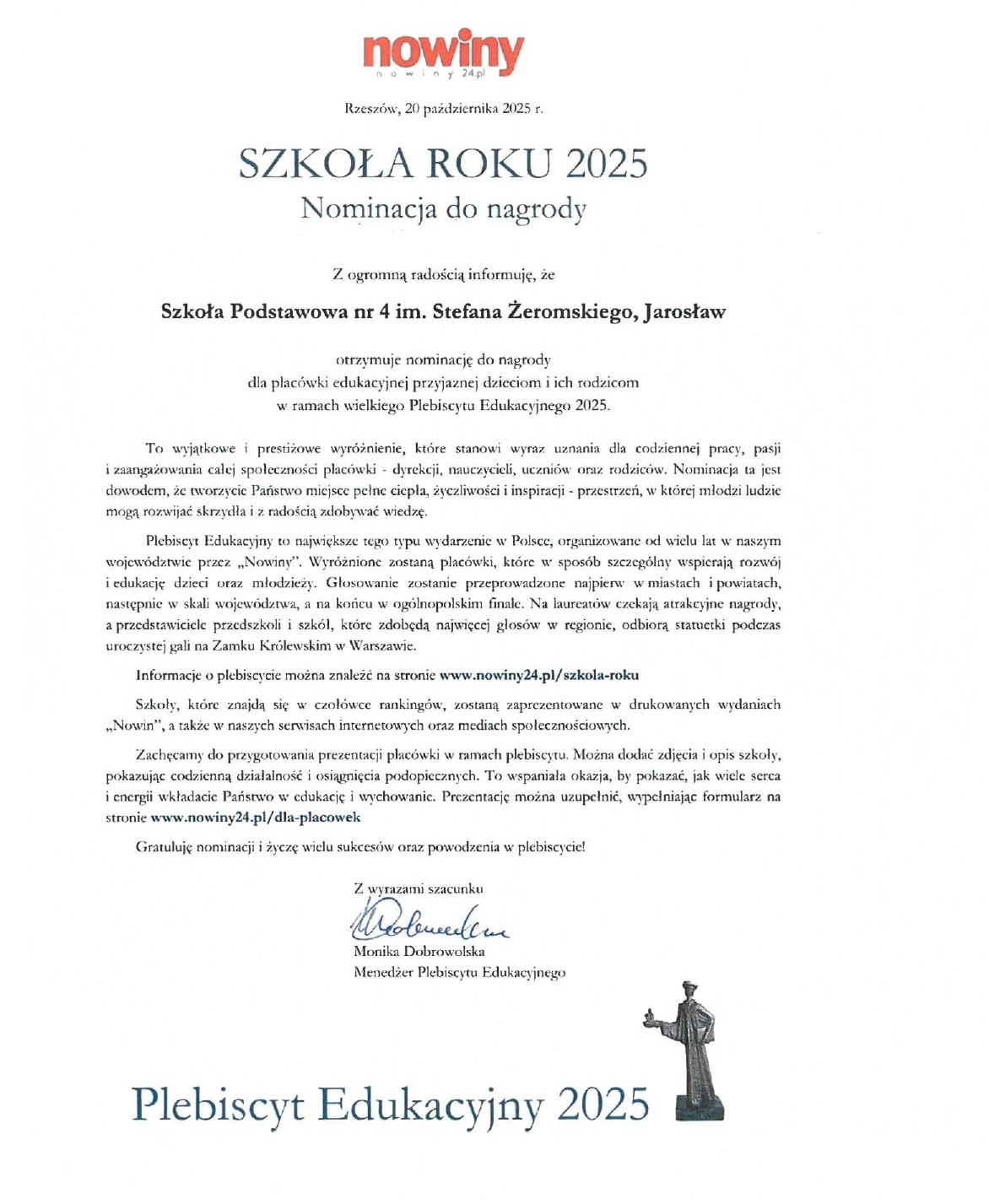 nominacja szkoła