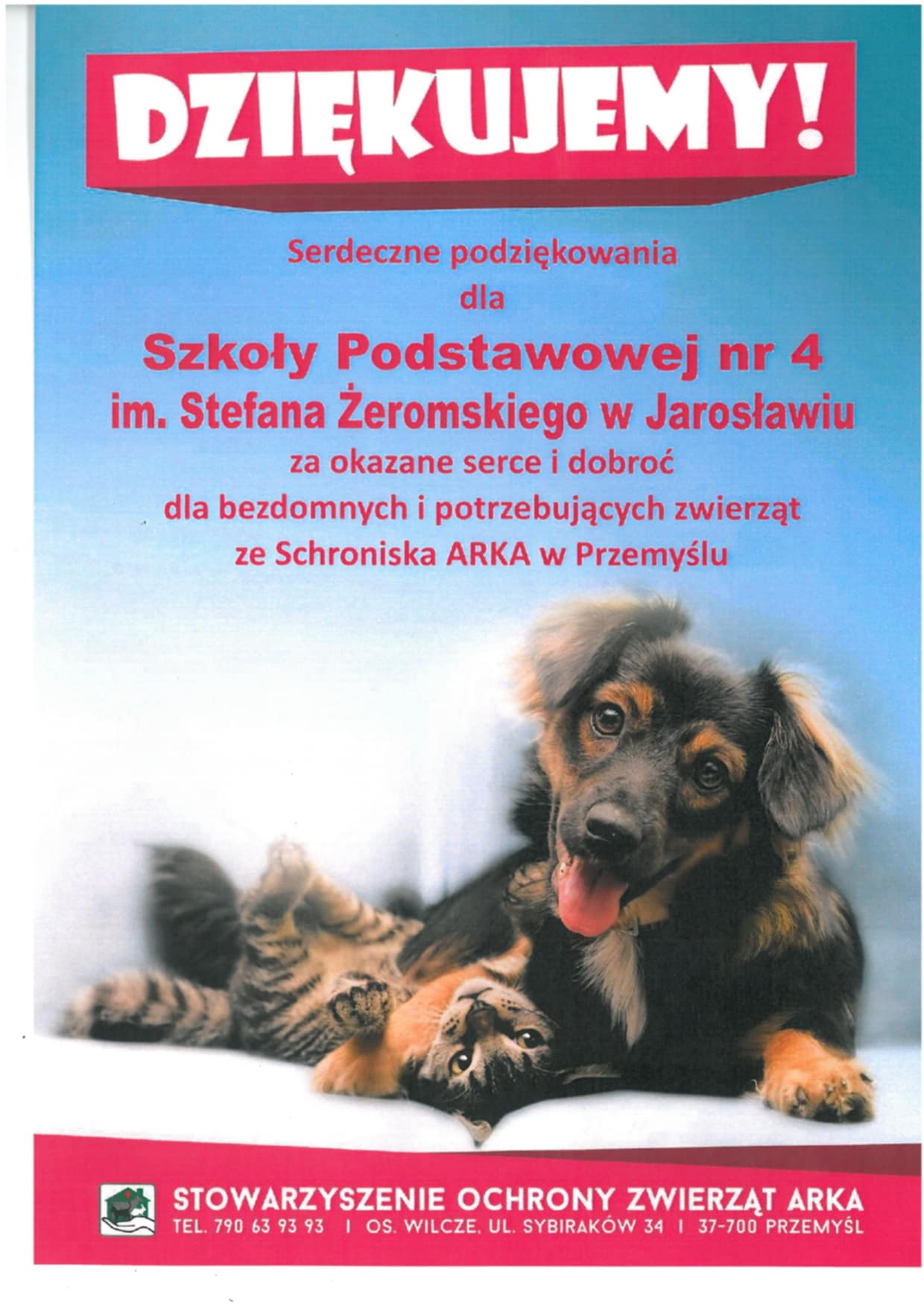 podziękowanie Arka