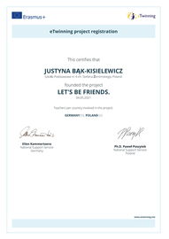certyfikat potwierdzający udział w programie etwinning 1